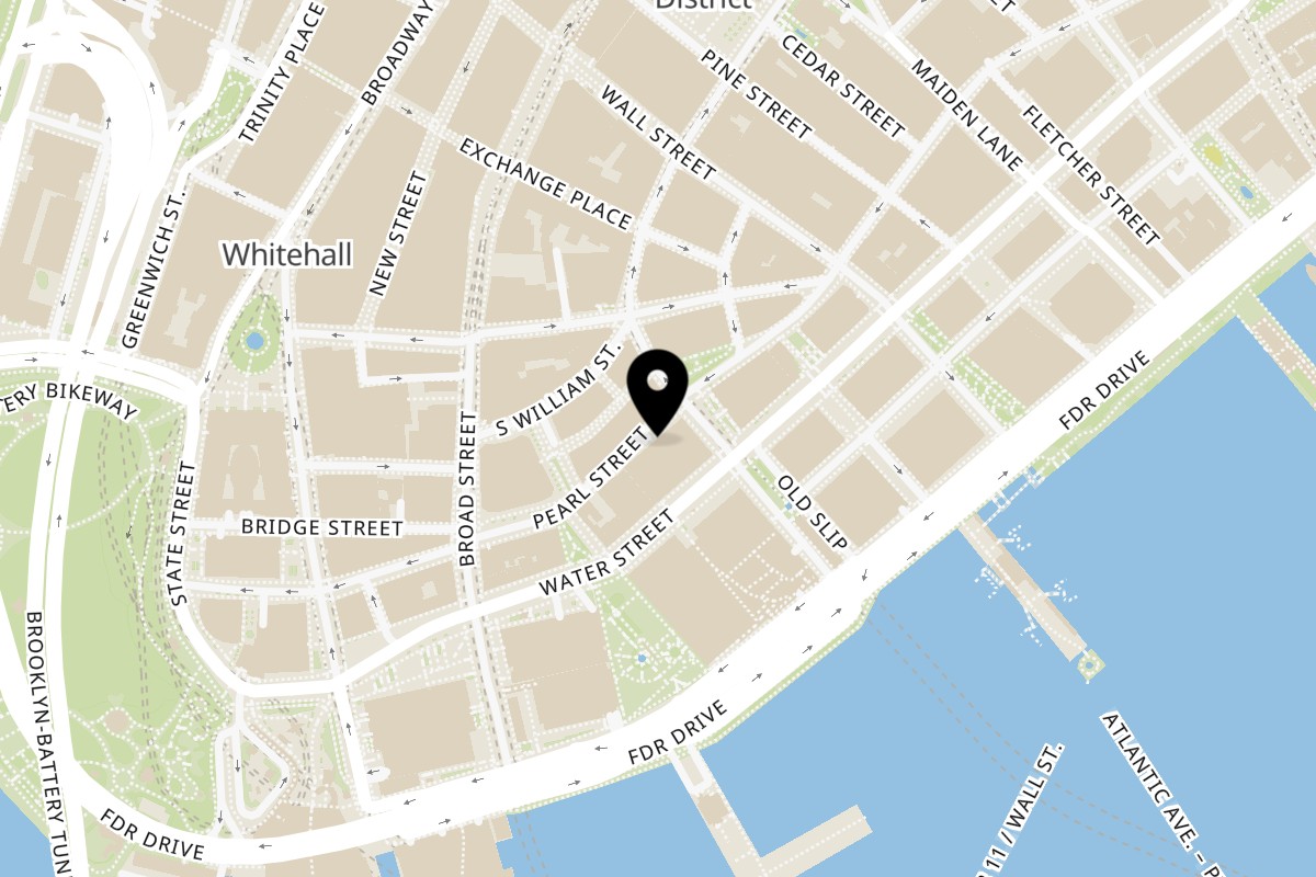 Map showing the location of Pita Yeero Pearl St on 100 Pearl St. in New York