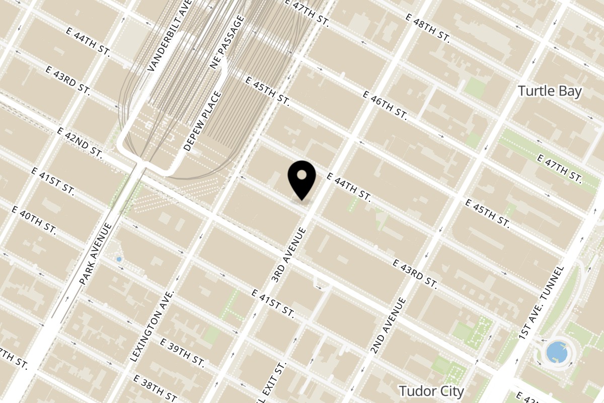 Map showing the location of Pita Yeero 3rd Ave on 684 3rd Avenue in New York